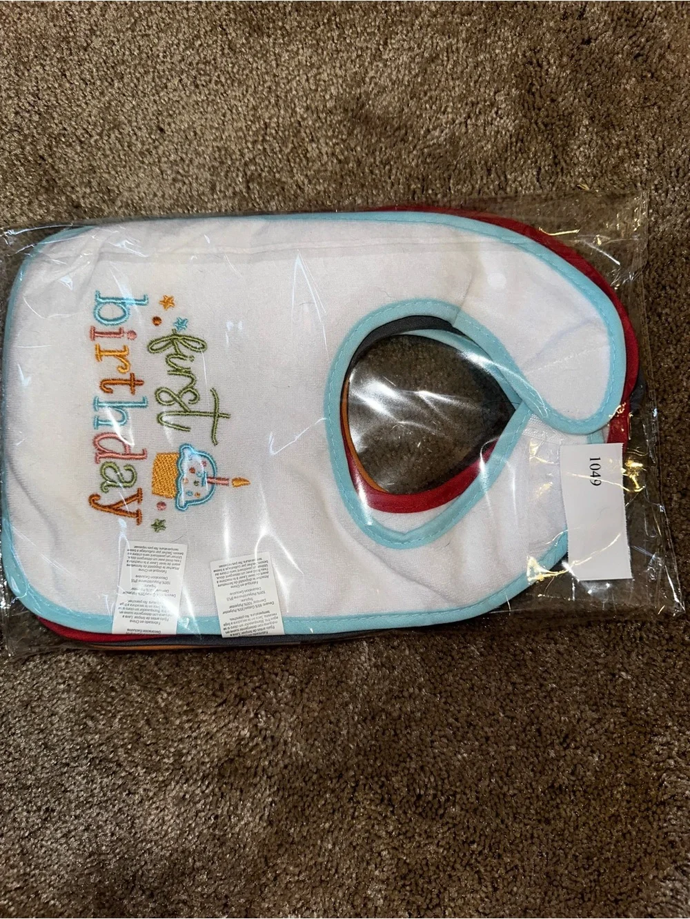 Baby Holiday Bib Set - White with Multicolor Trim